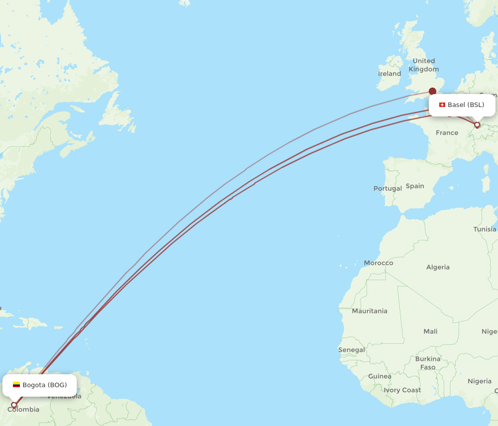 BOG-BSL flight routes