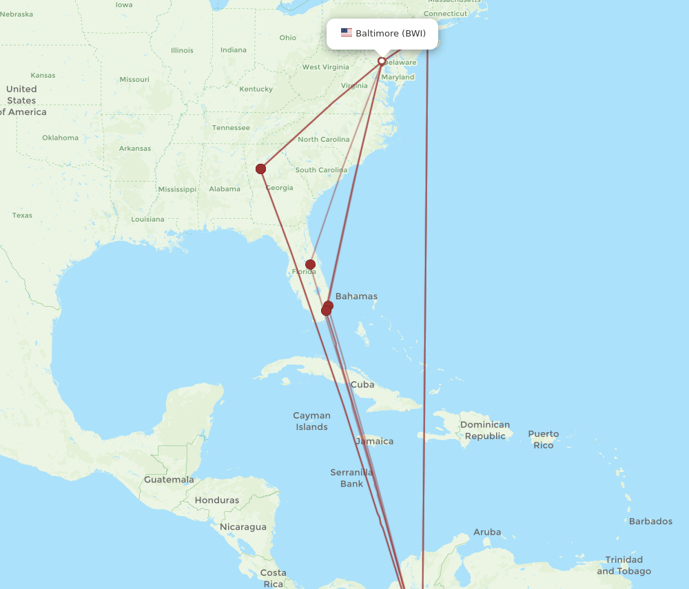 BOG-BWI flight routes
