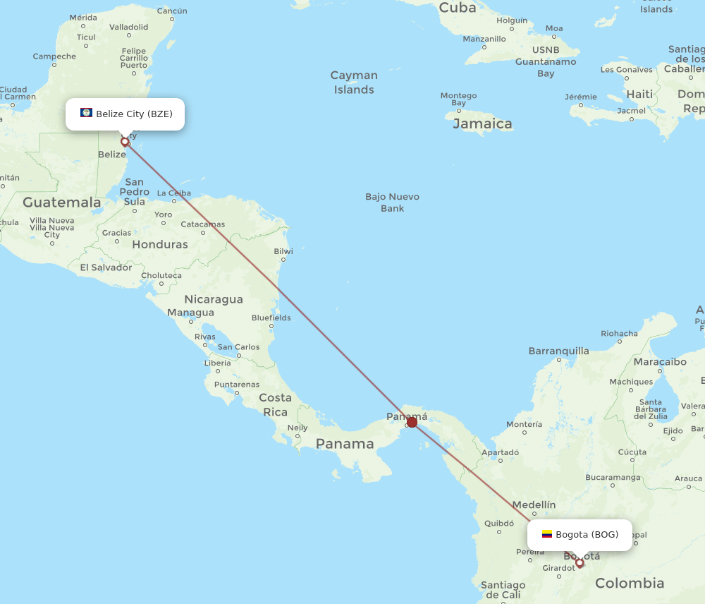 BOG-BZE flight routes