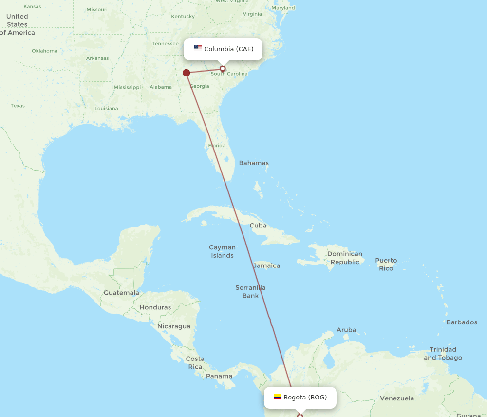 BOG-CAE flight routes