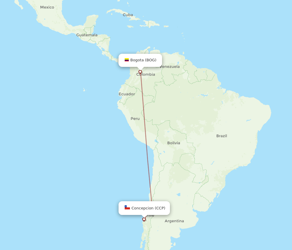 BOG-CCP flight routes
