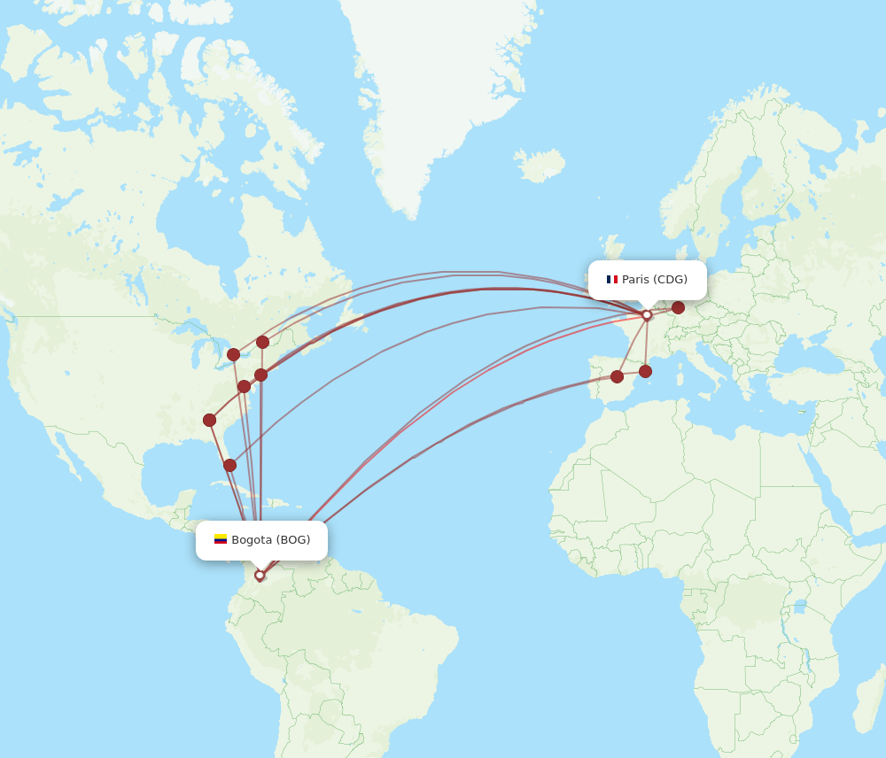 BOG-CDG flight routes