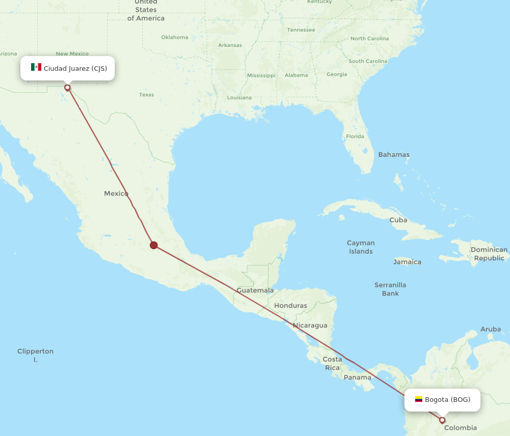 BOG to CJS flights and routes map