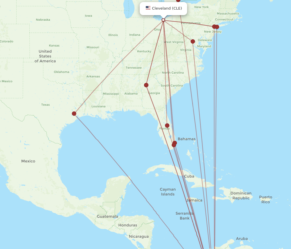 BOG to CLE flights and routes map