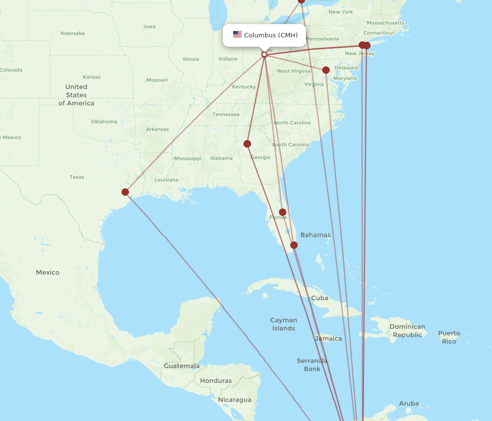 BOG-CMH flight routes