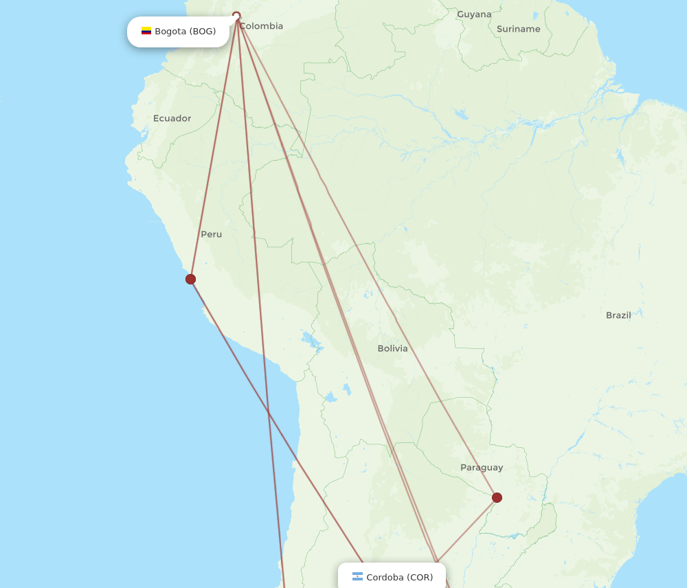 BOG-COR flight routes