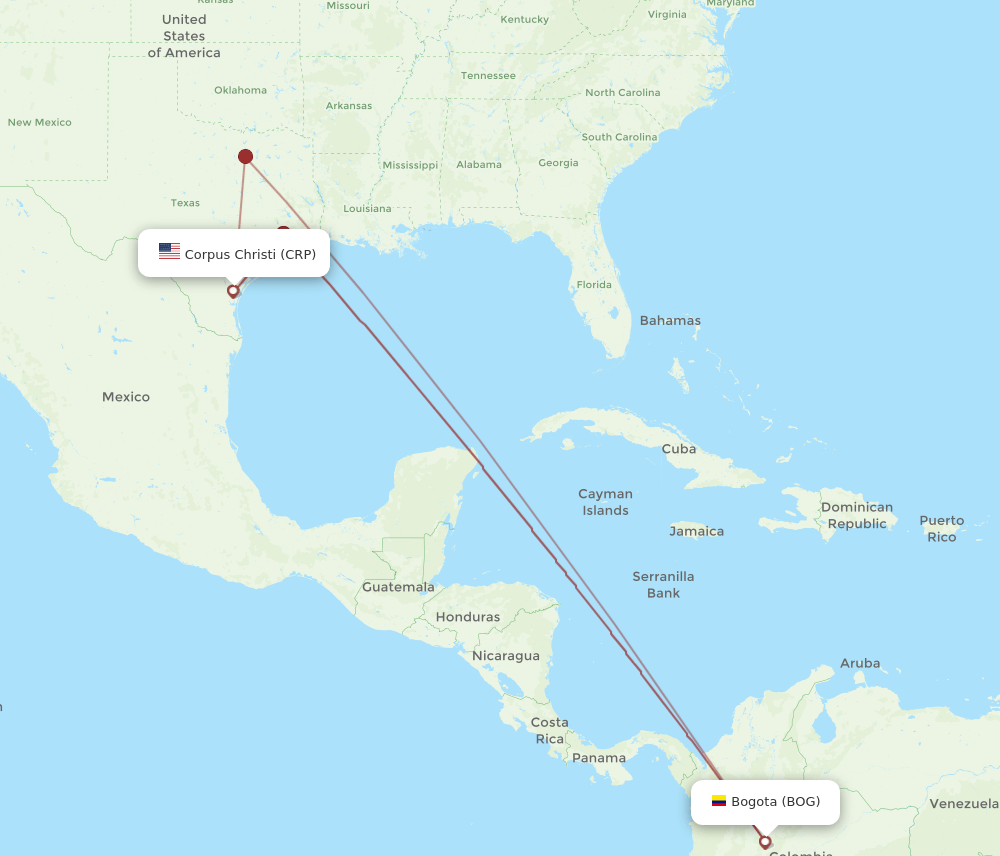BOG-CRP flight routes