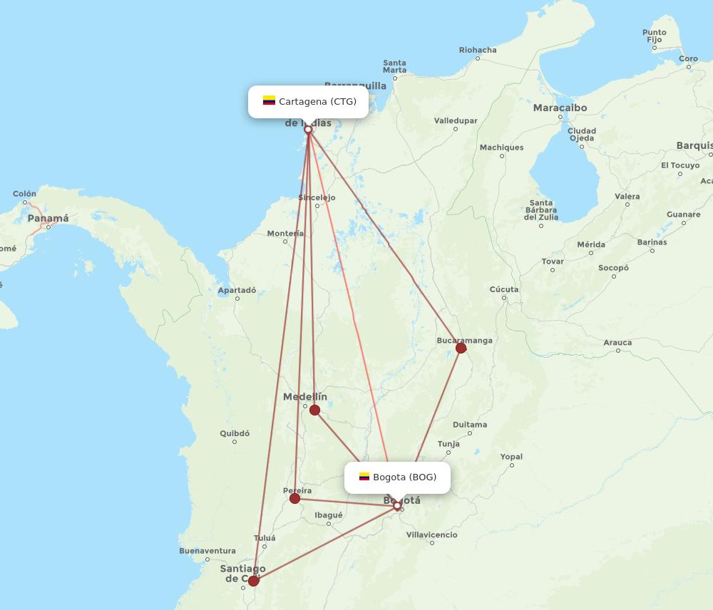 BOG to CTG flights and routes map