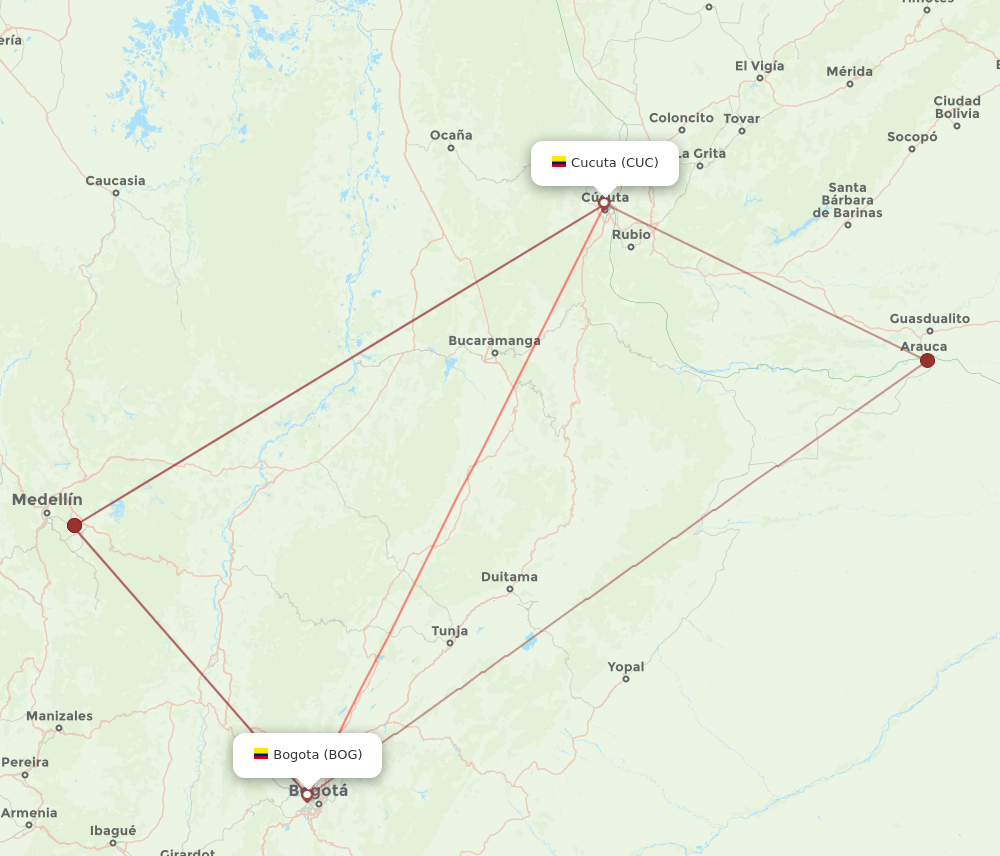BOG to CUC flights and routes map
