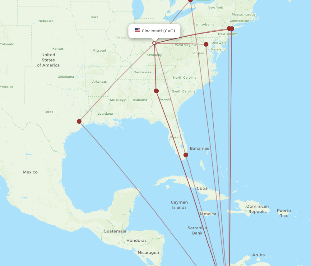 BOG-CVG flight routes