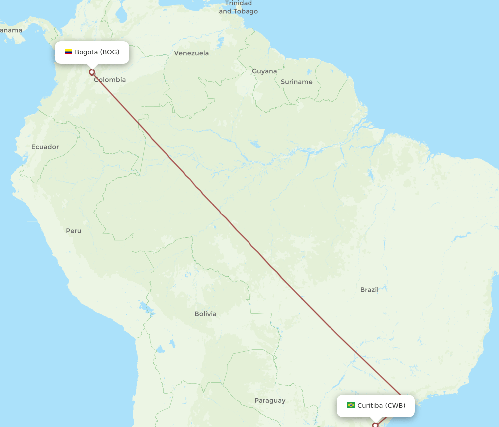 BOG-CWB flight routes
