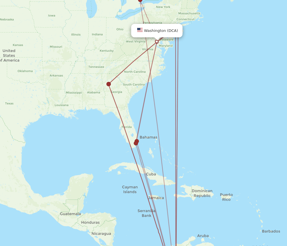 BOG-DCA flight routes