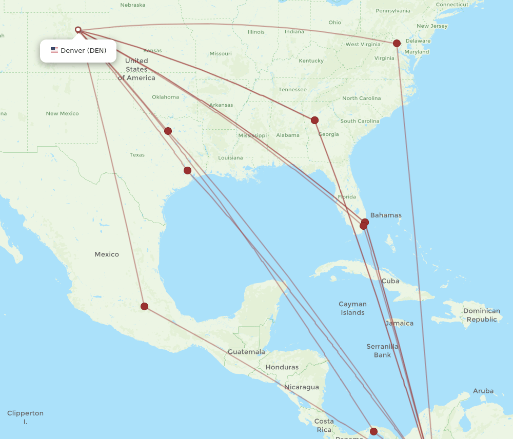 BOG-DEN flight routes