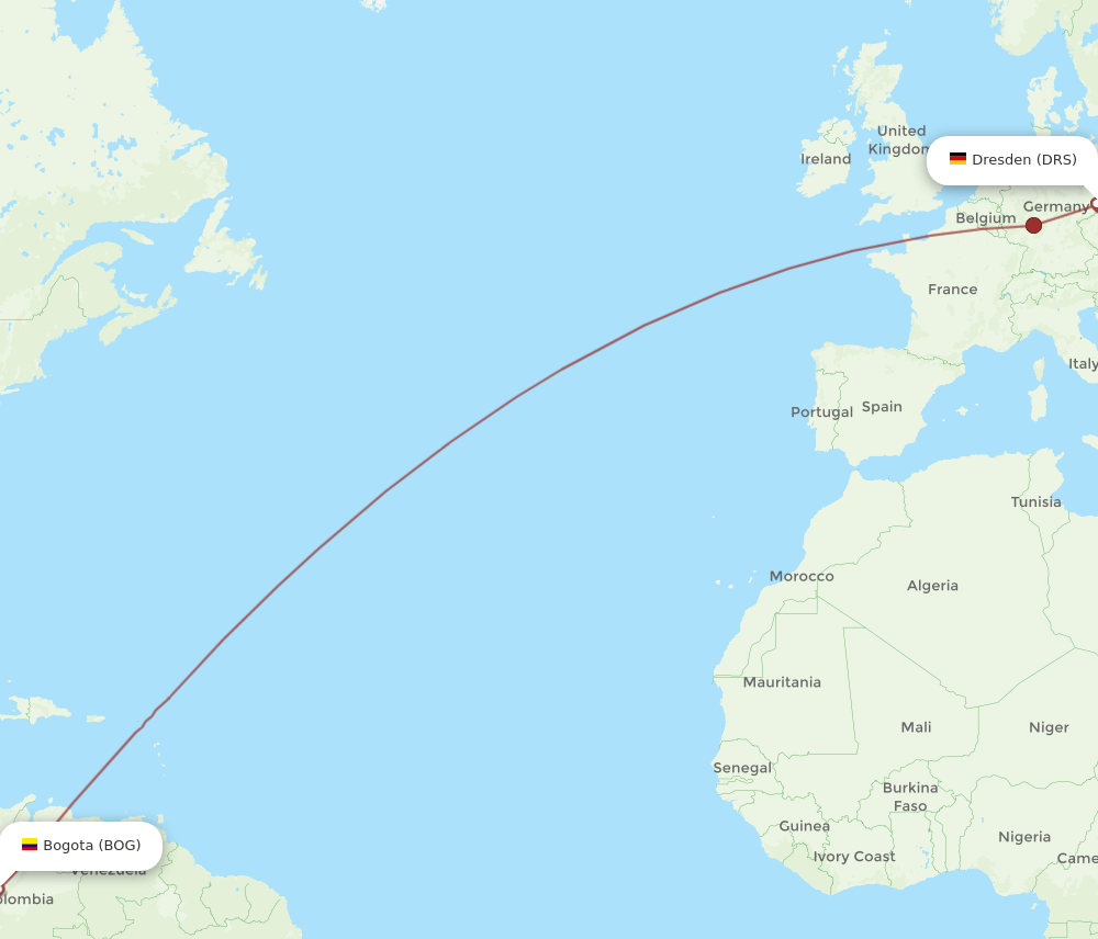 BOG-DRS flight routes