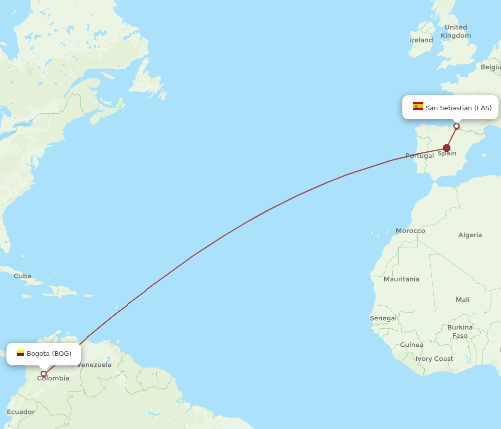 BOG-EAS flight routes