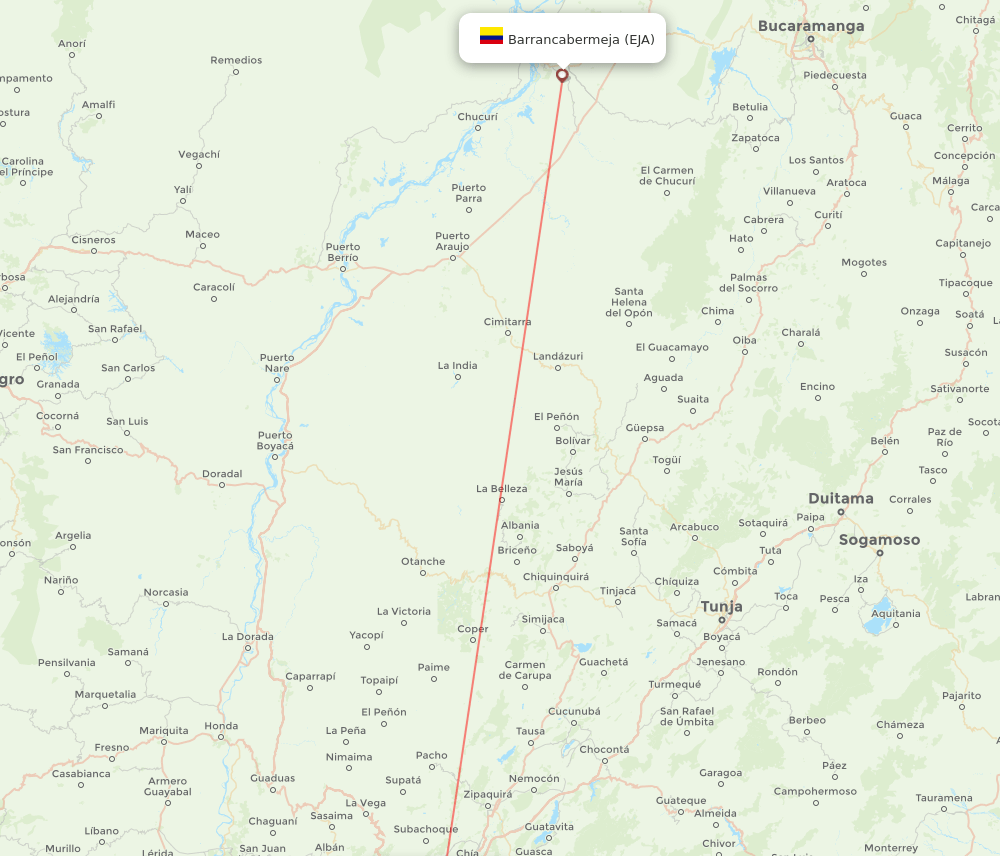 Bogota - Barrancabermeja route map and flight paths
