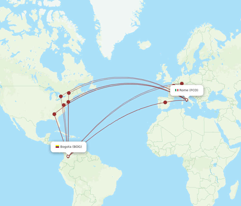 BOG-FCO flight routes