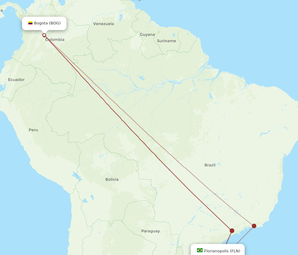 BOG to FLN flights and routes map