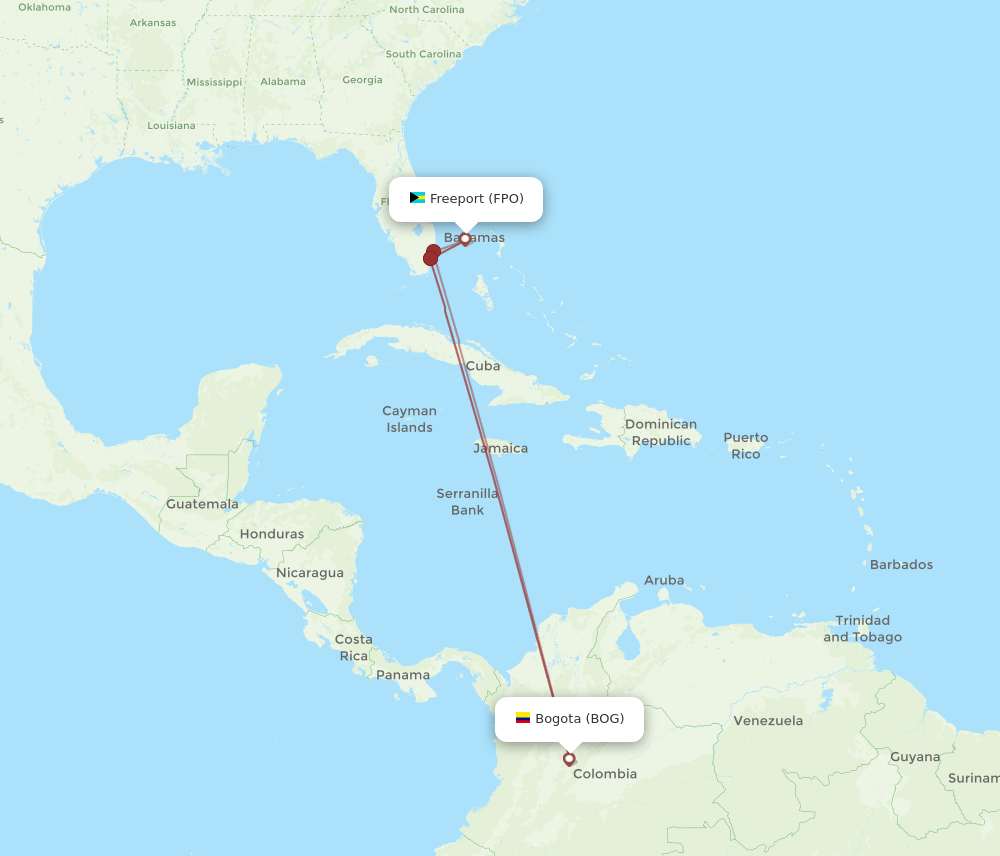BOG-FPO flight routes