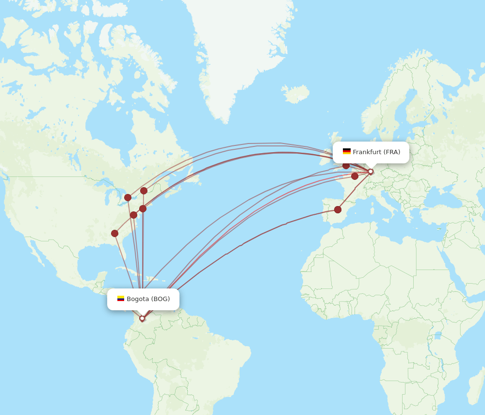 BOG-FRA flight routes