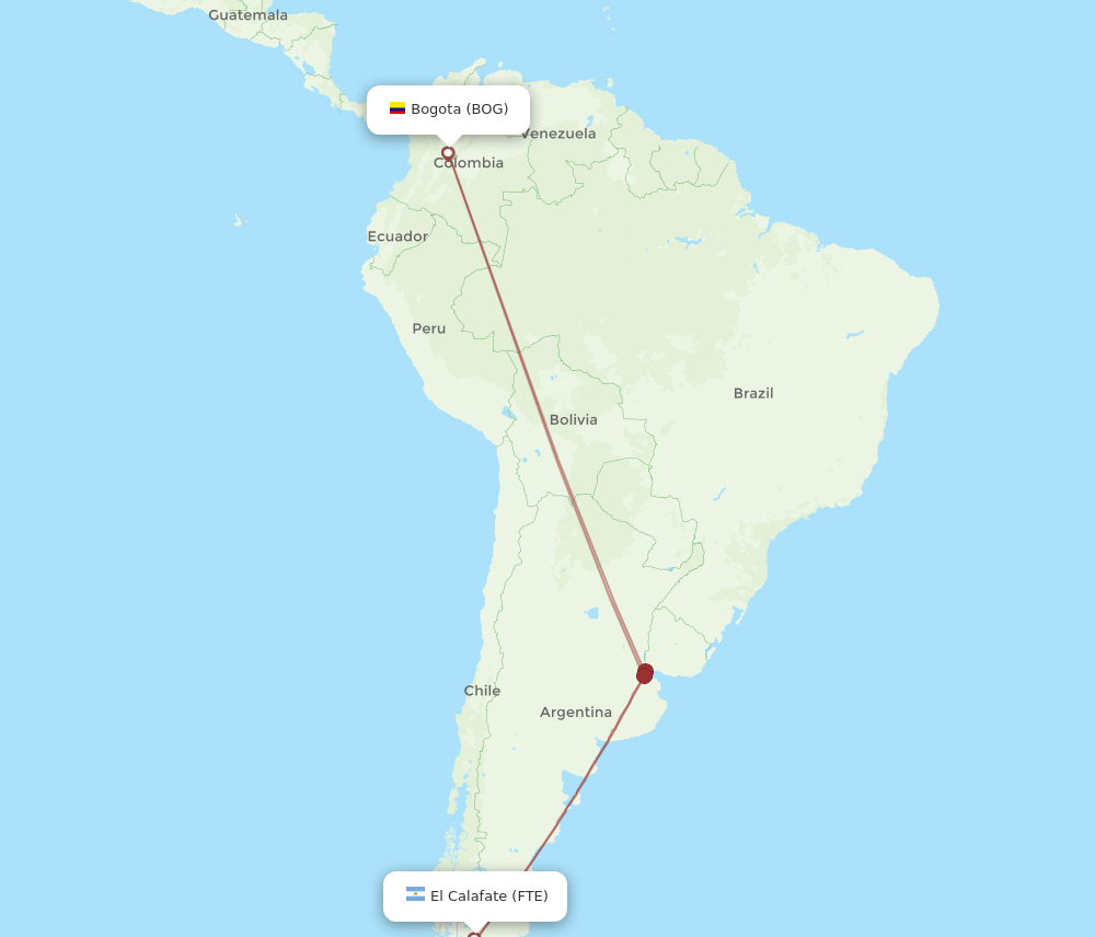 BOG-FTE flight routes