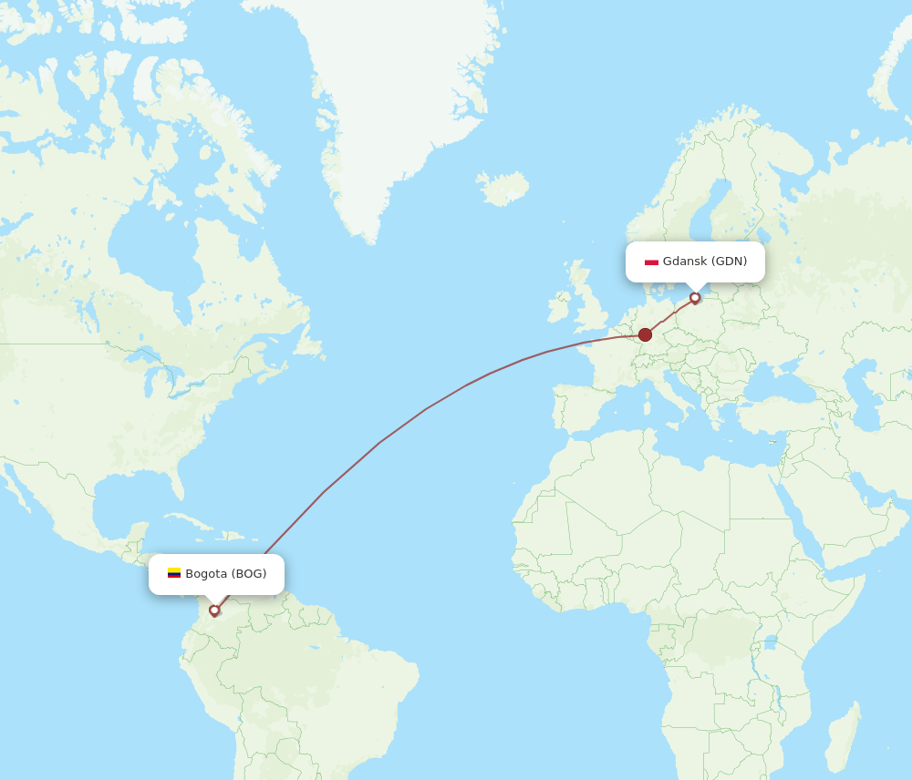 BOG-GDN flight routes