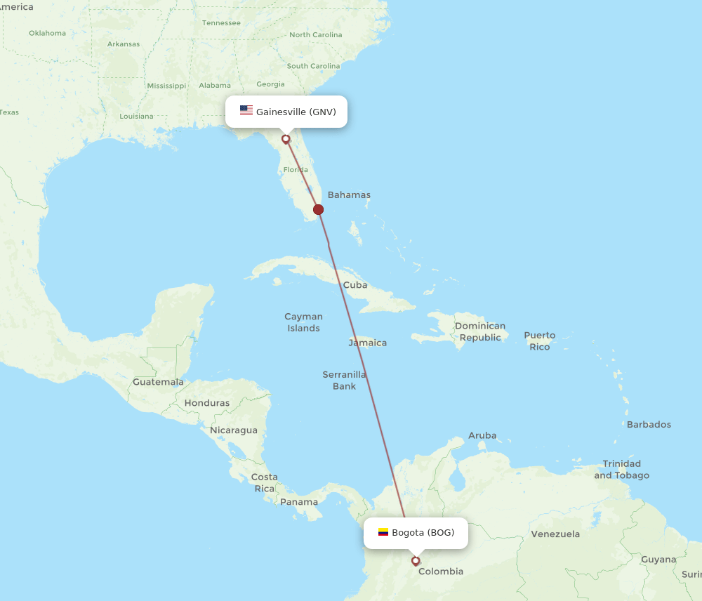 BOG-GNV flight routes