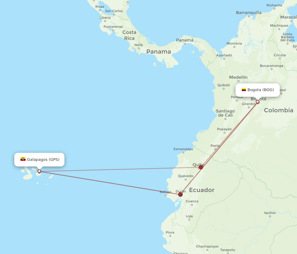 BOG-GPS flight routes