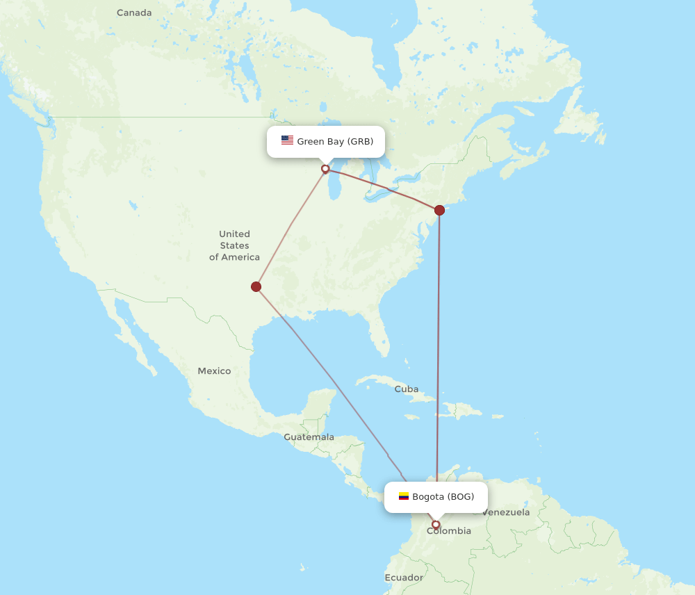 BOG-GRB flight routes