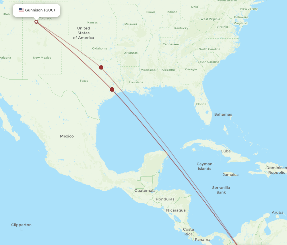 BOG-GUC flight routes