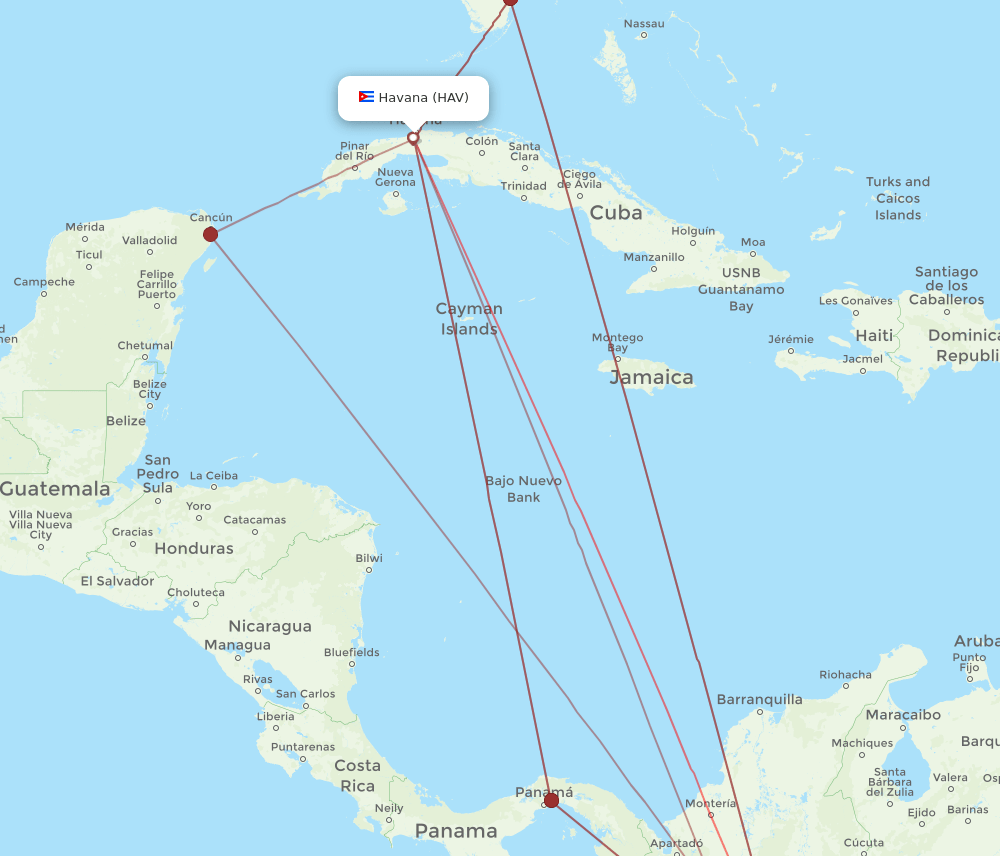 BOG-HAV flight routes