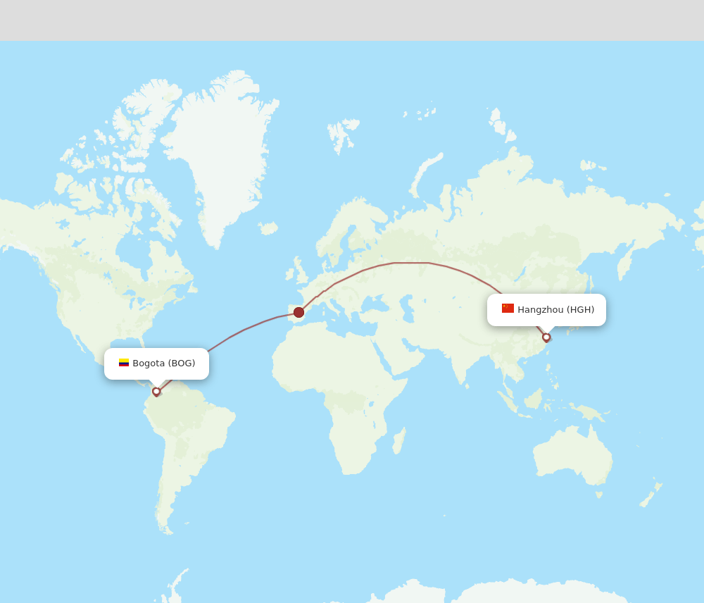 BOG-HGH flight routes