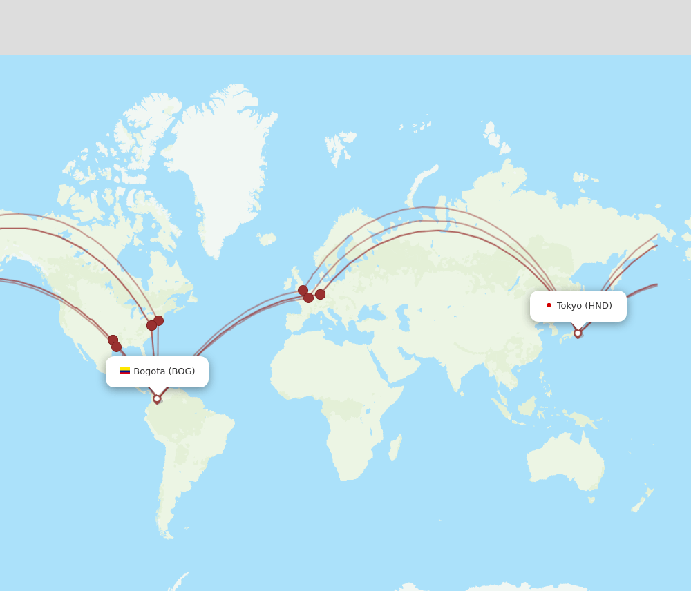 BOG-HND flight routes