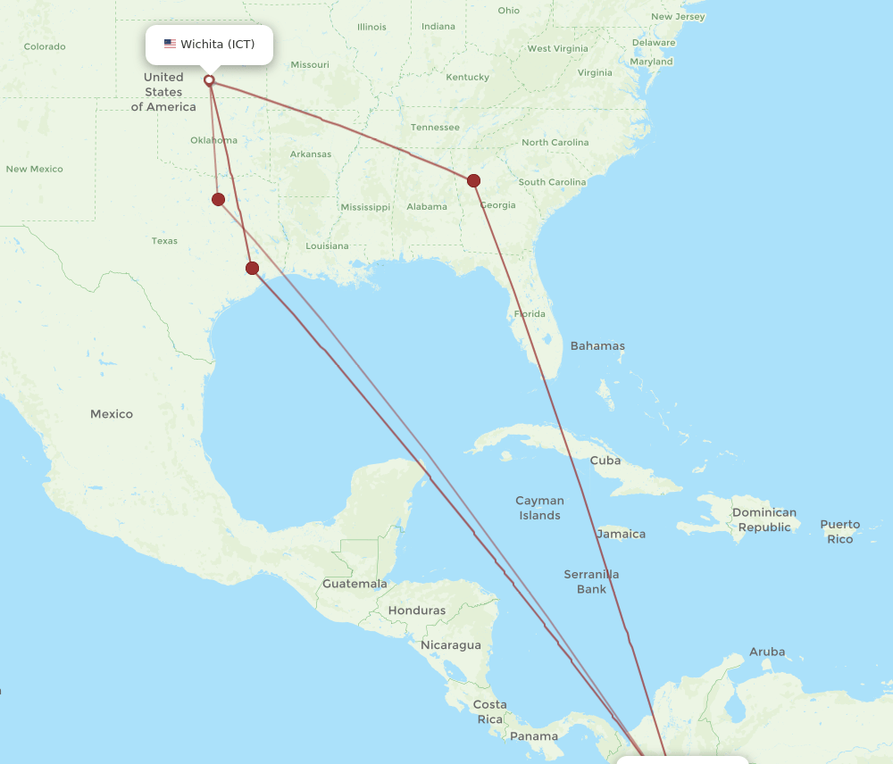 BOG-ICT flight routes