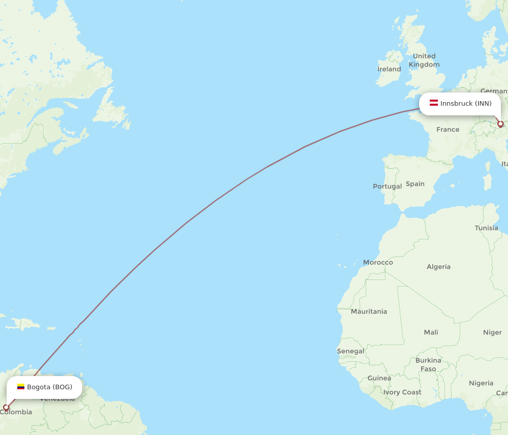 BOG to INN flights and routes map