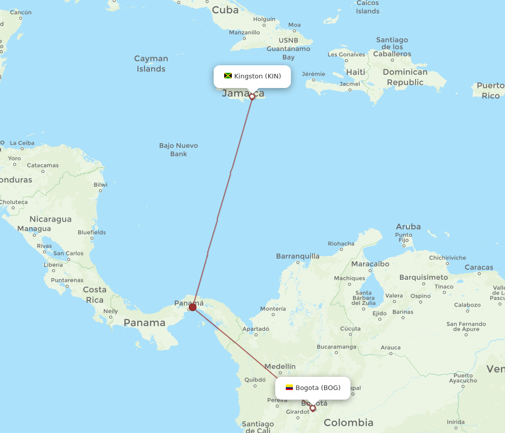 BOG-KIN flight routes