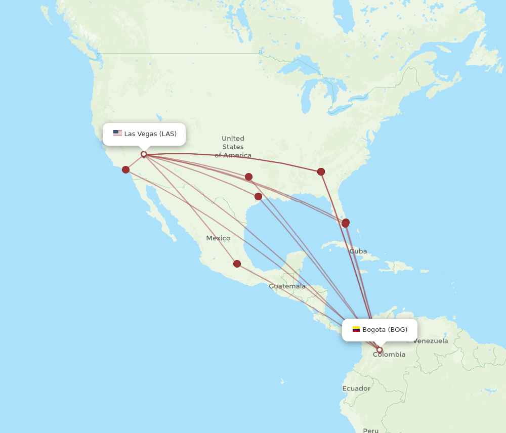 BOG-LAS flight routes