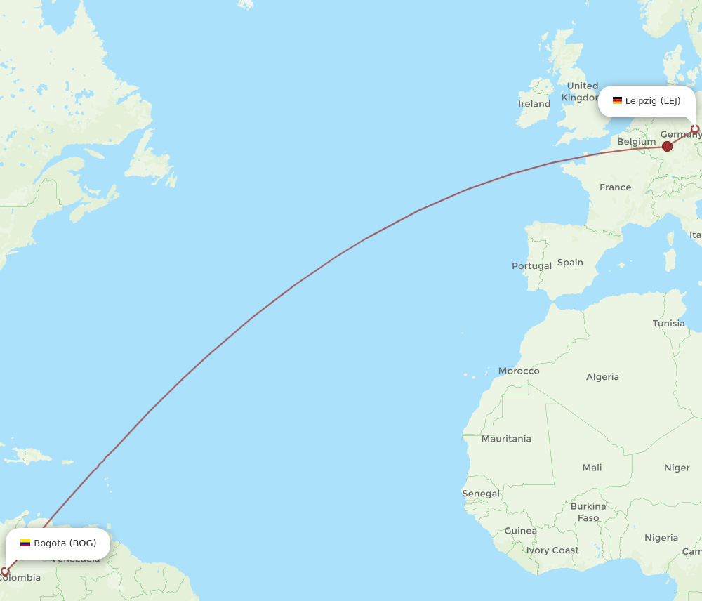 BOG-LEJ flight routes
