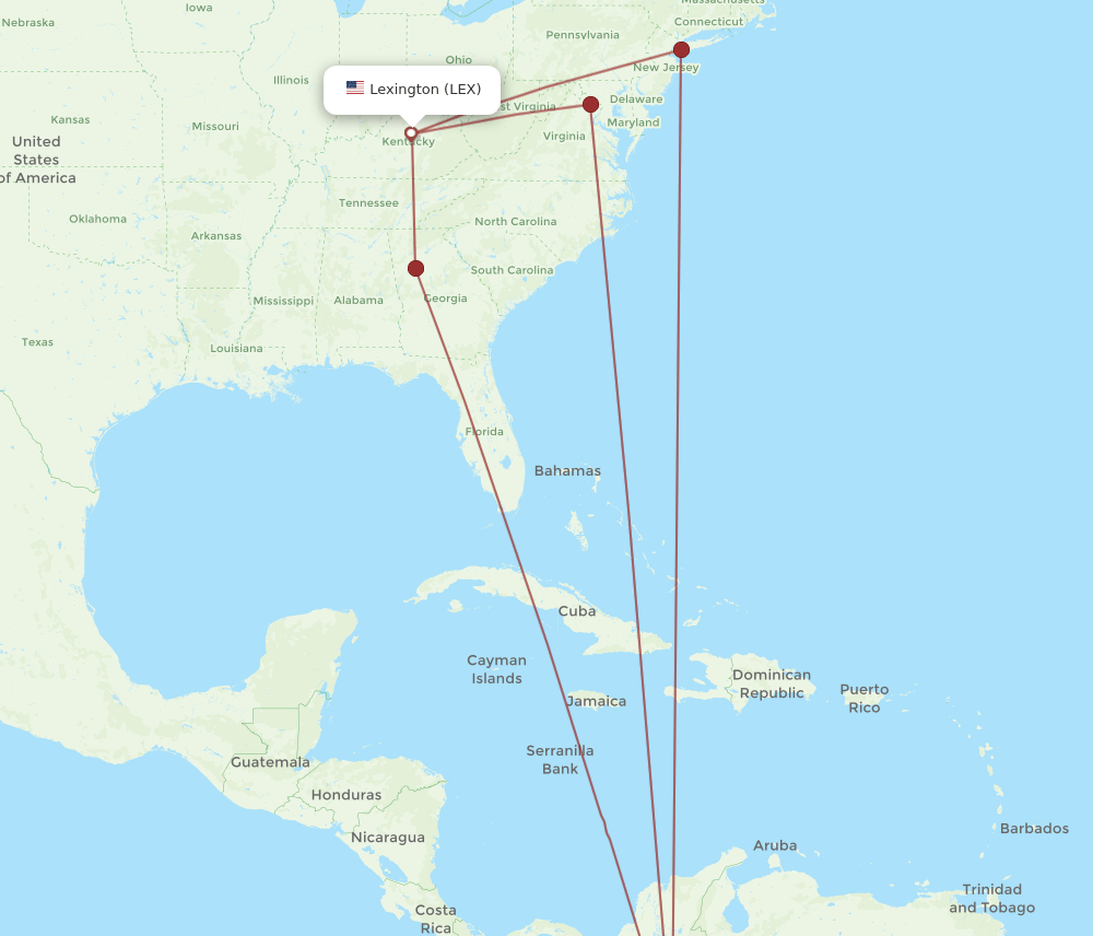 BOG-LEX flight routes