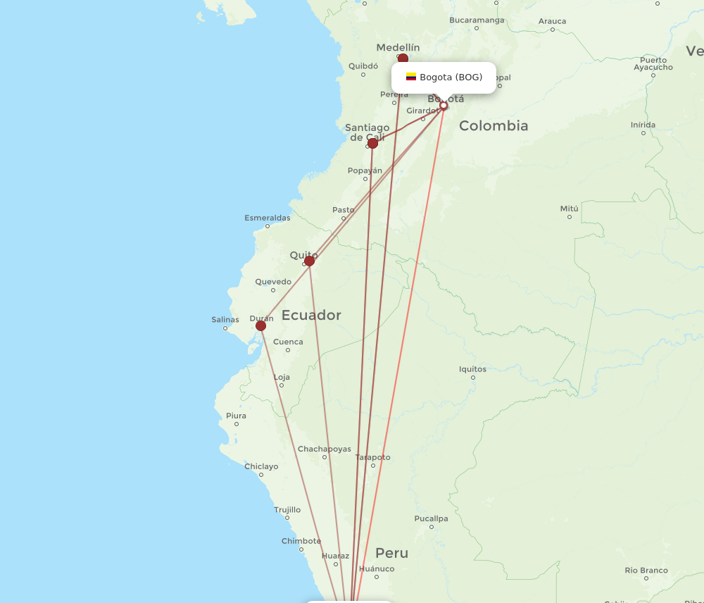BOG to LIM flights and routes map