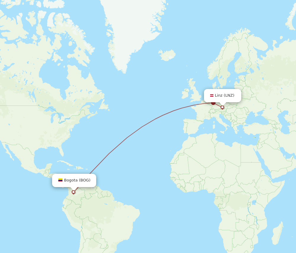 BOG-LNZ flight routes