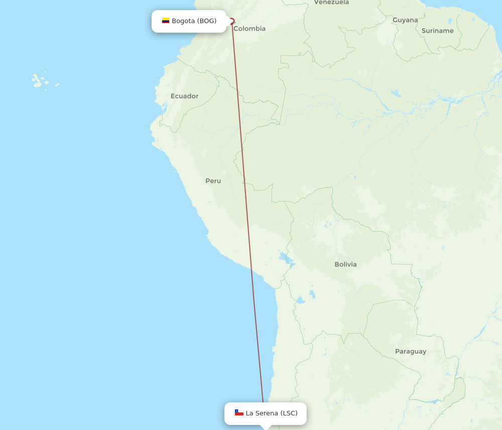 BOG-LSC flight routes