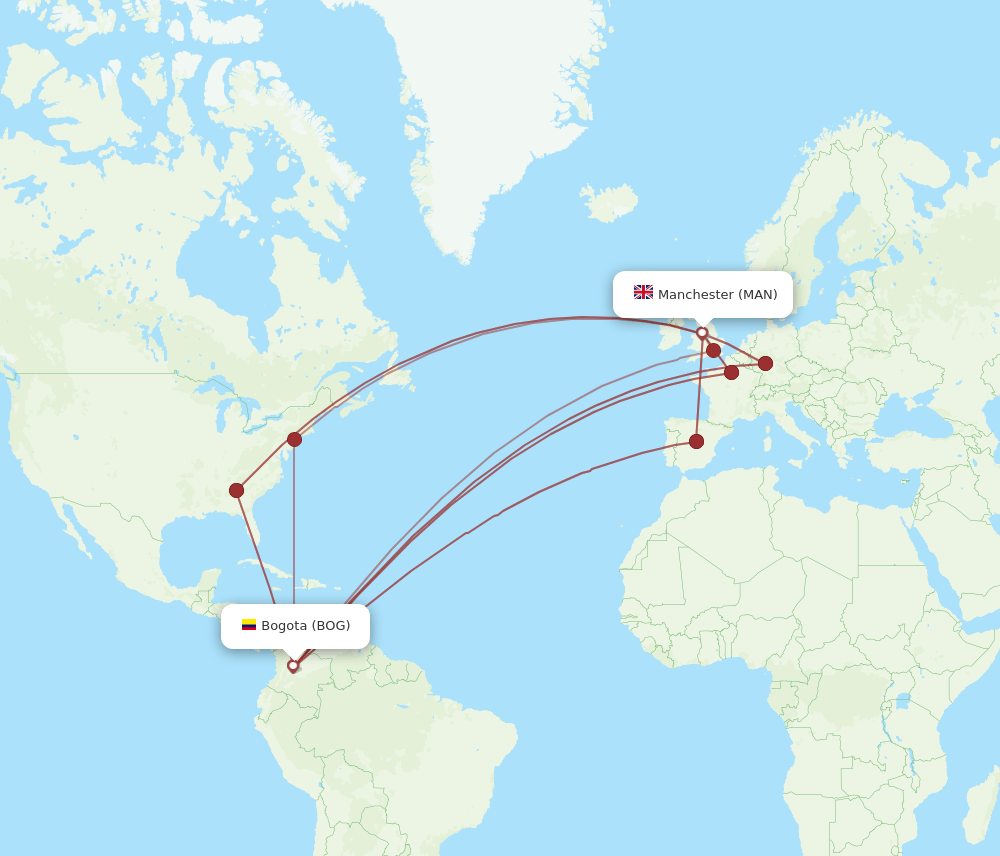 BOG-MAN flight routes