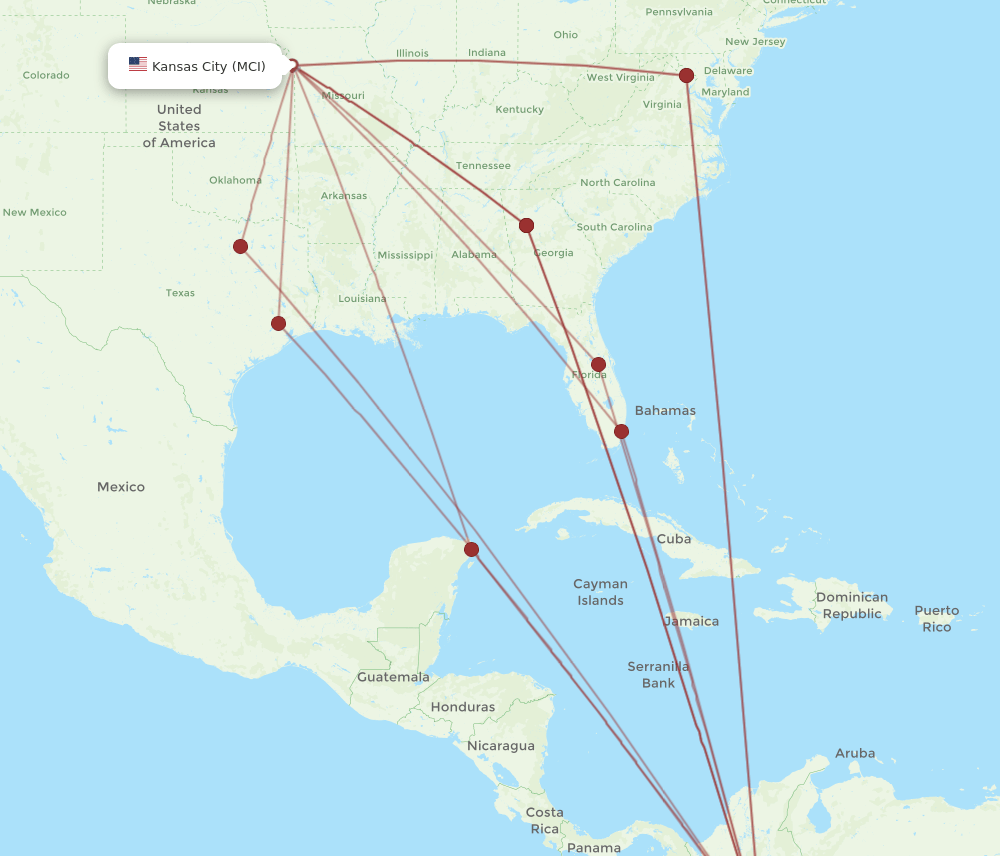 BOG-MCI flight routes