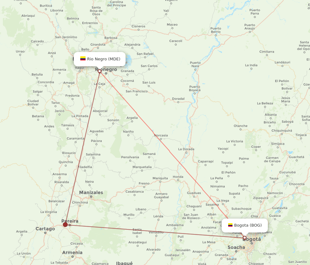 BOG to MDE flights and routes map