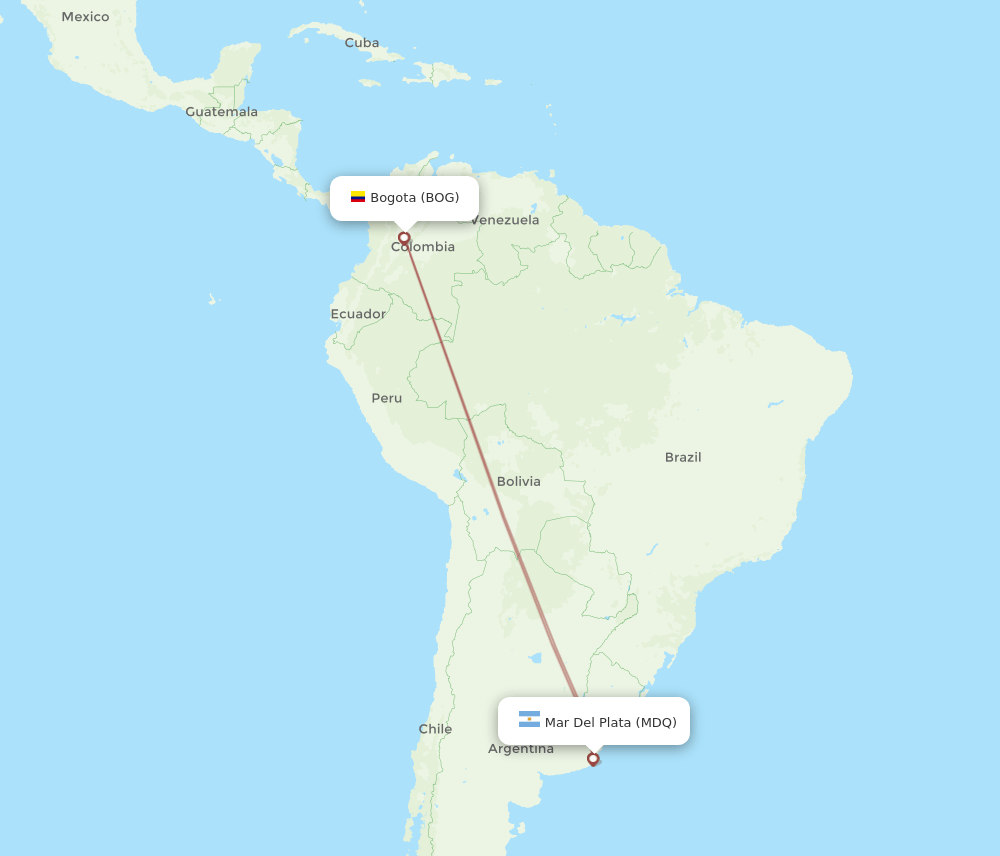 BOG-MDQ flight routes