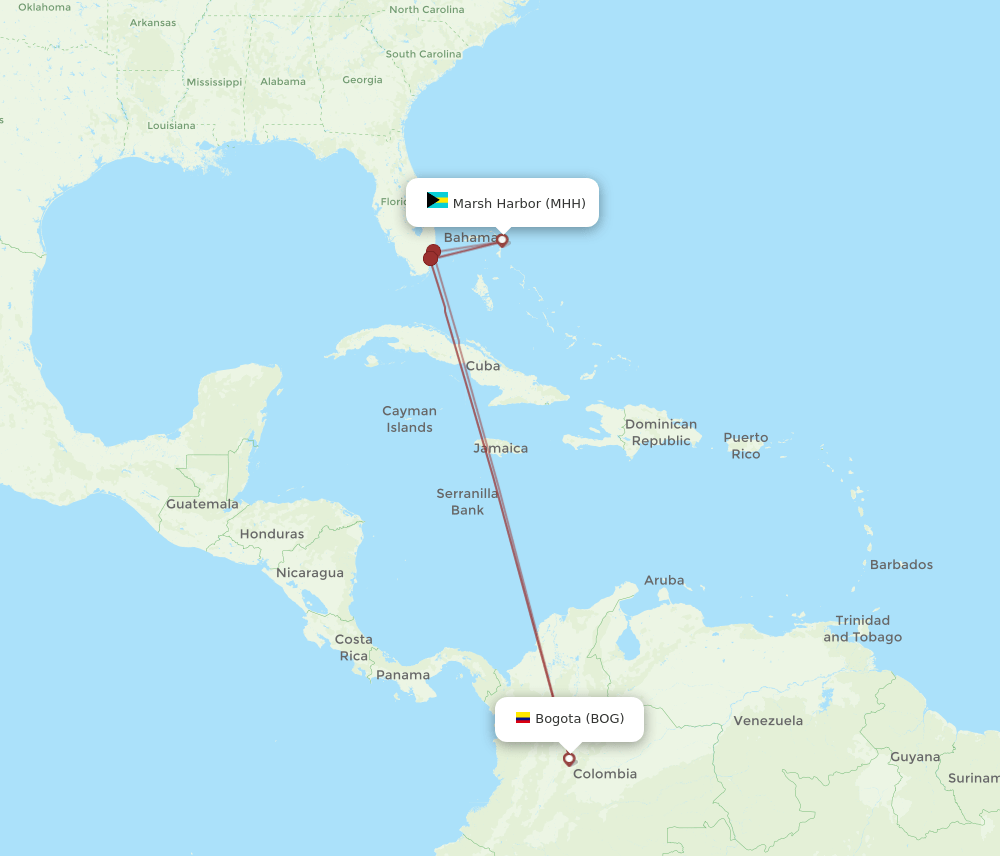 BOG-MHH flight routes