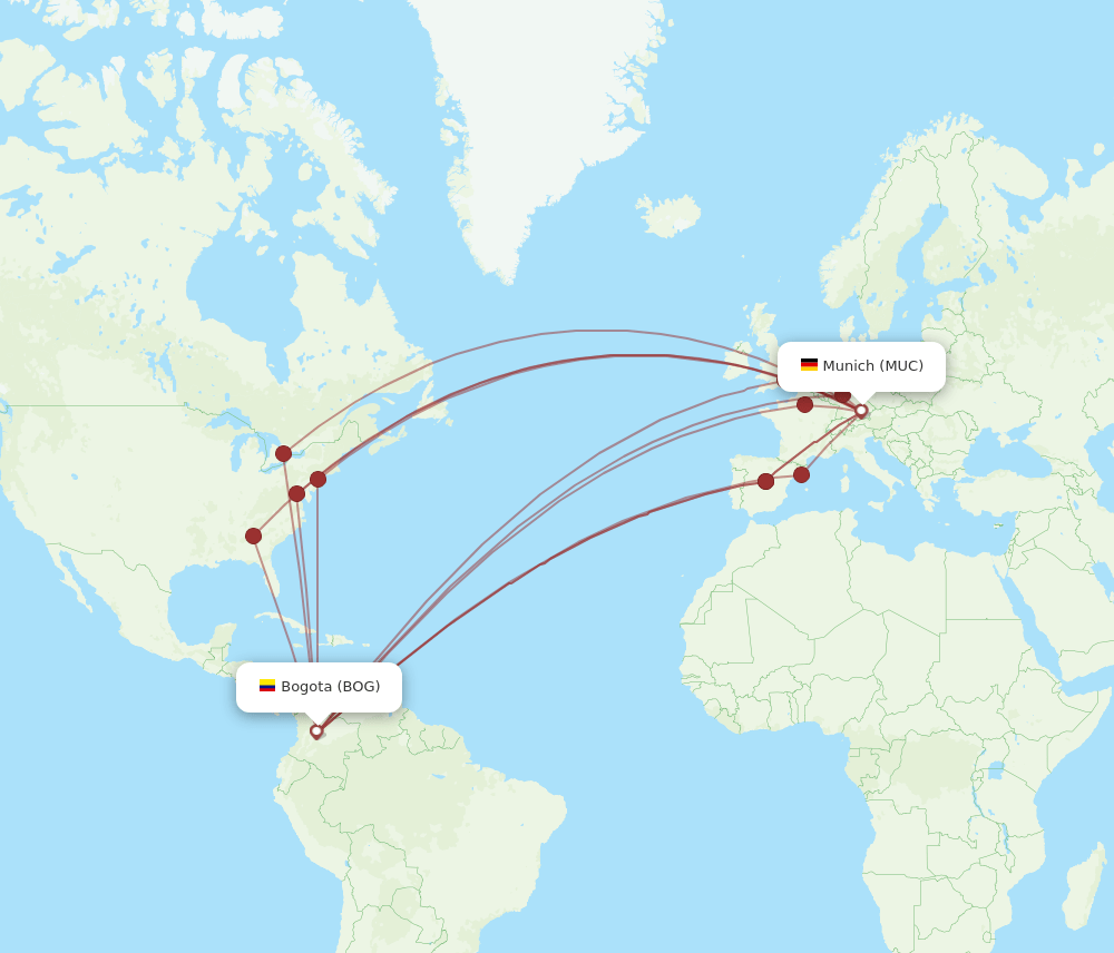BOG-MUC flight routes
