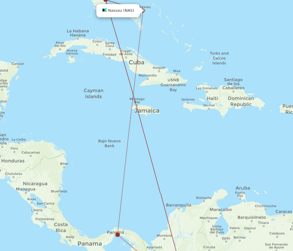 BOG-NAS flight routes