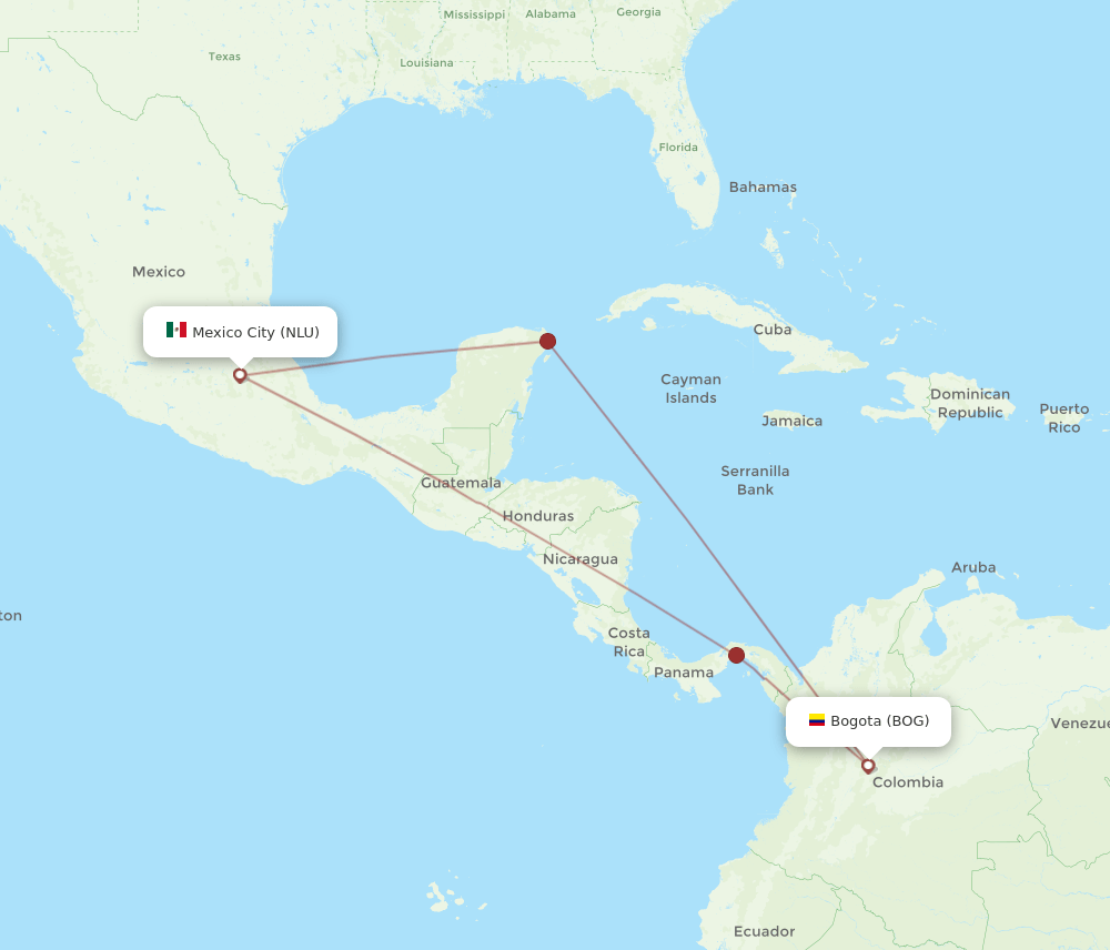 BOG to NLU flights and routes map